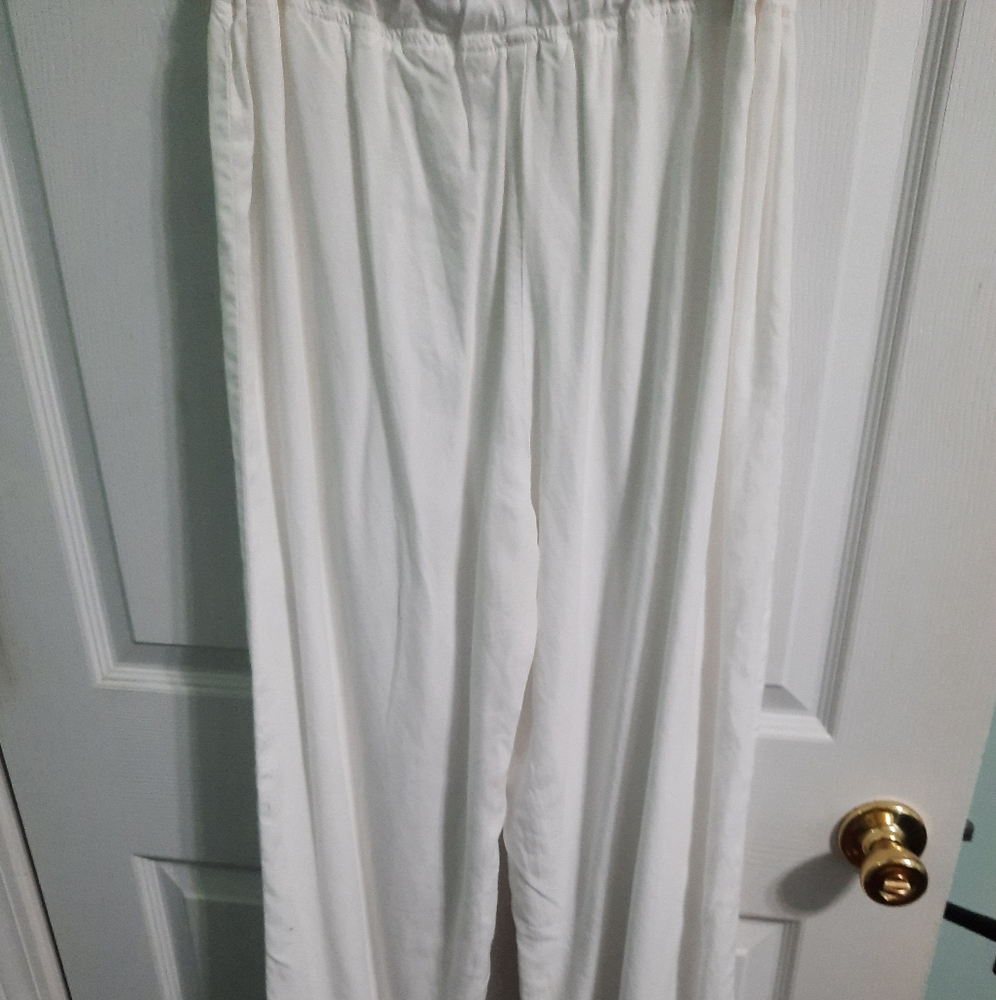 White cotton flowing dress pants